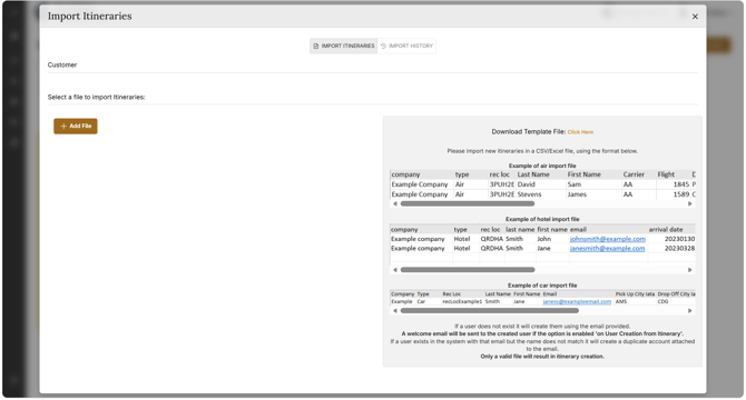 Admin - Bulk Import Travel Files - Import Itineraries