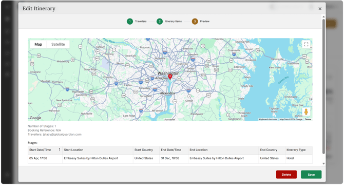 Administering Itineraries - Edit Itinerary