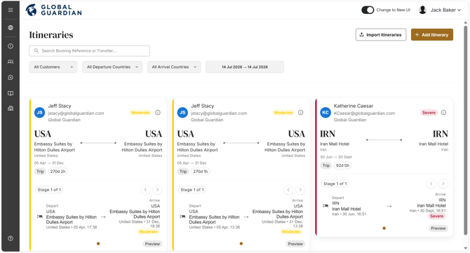 Administering Itineraries - Itineraries Section