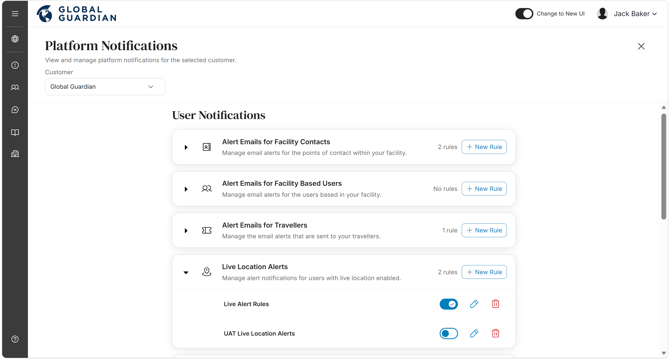 Alert Notifiations - Live Locations - User Notifications