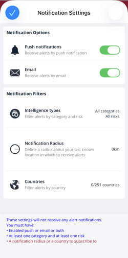 App Personal Notification Settings
