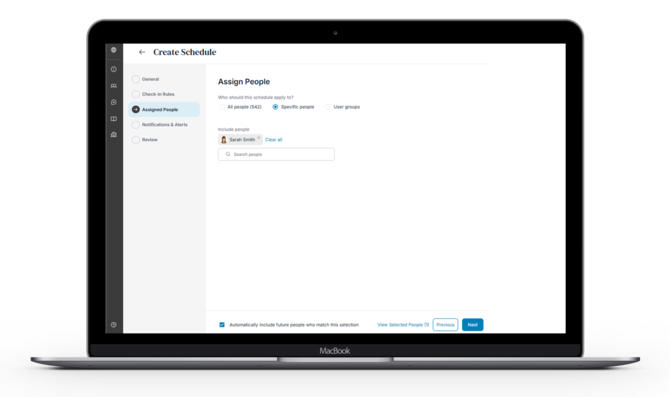 Check-In Schedules - Assign People 1