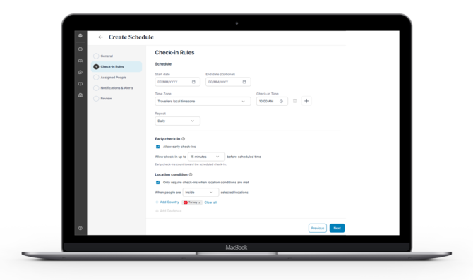 Check-In Schedules - Check-in Rules 1