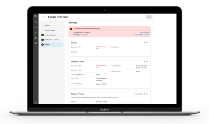 Check-In Schedules - Review 1