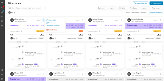 Combine Itineraries - Itineraries Page