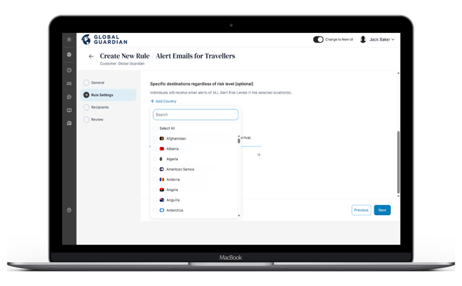 Email Alerts to Travelers - Alert Risk Levels - Specific Countries-1