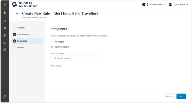 Email Alerts to Travelers - Recipients