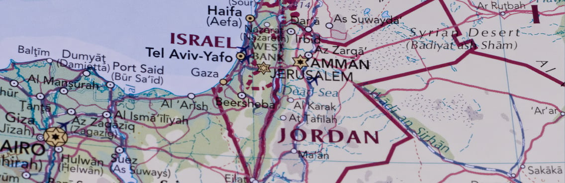 Map of Israel and surrounding region