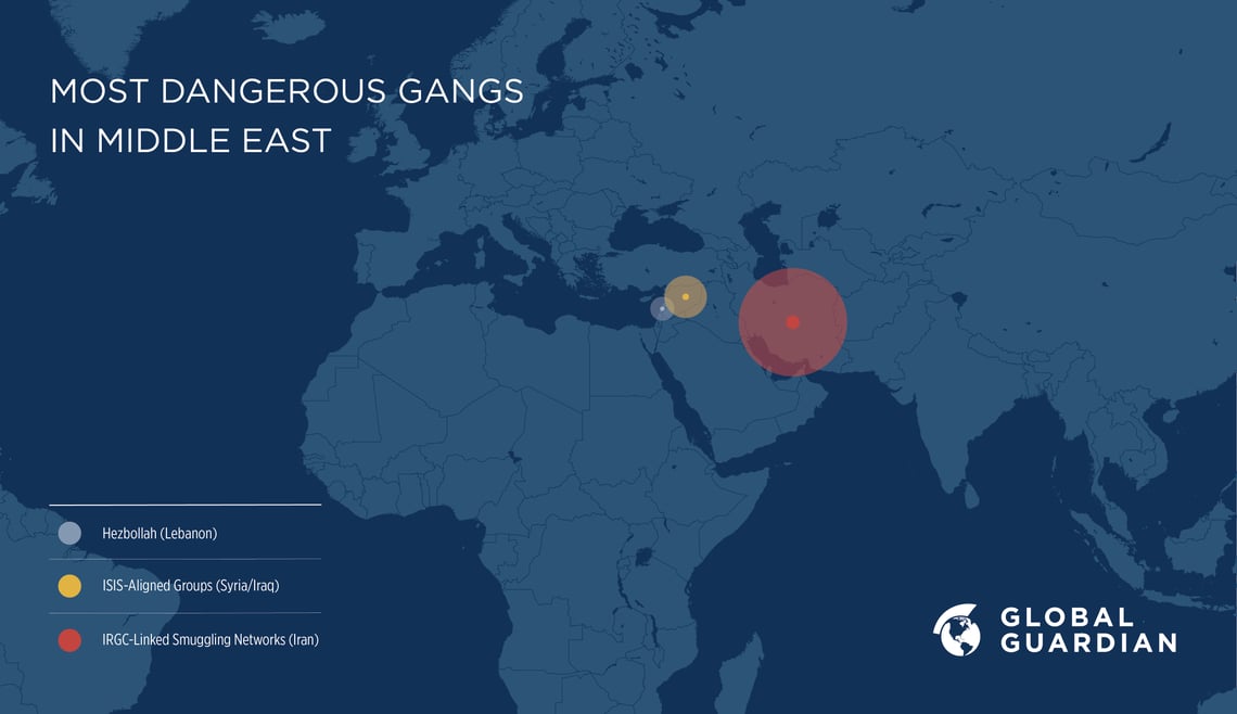 most dangerous gangs in the middle east map