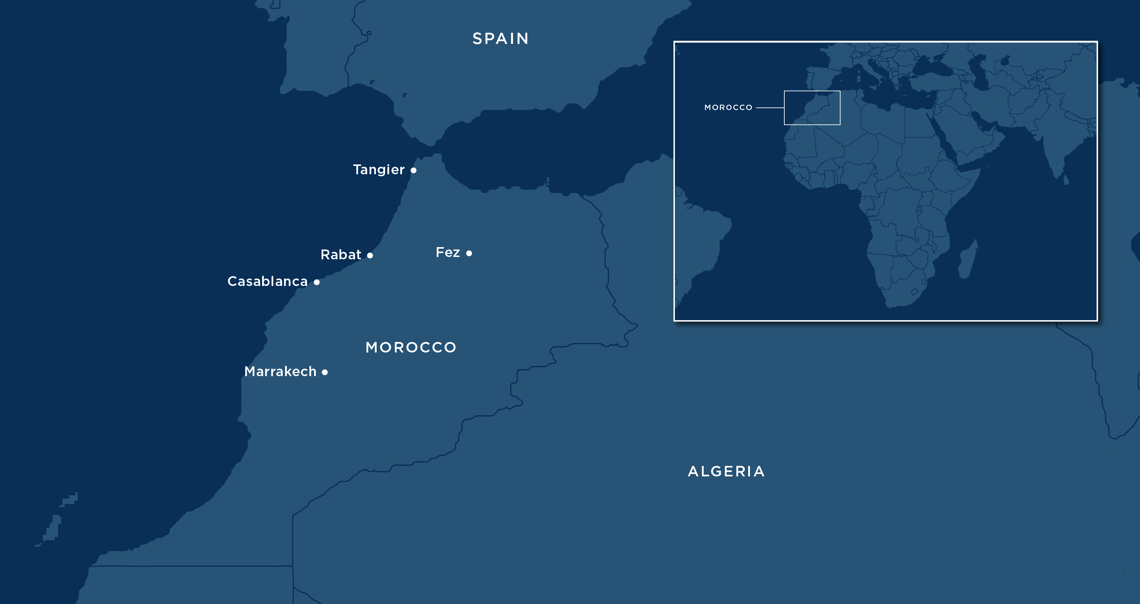 Map of Morocco within Africa