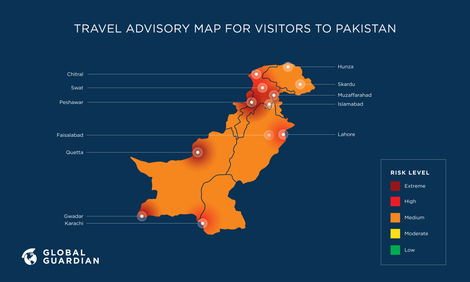 pakistan safety risk map for travelers
