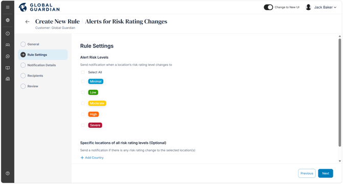 HALO - Alerts for Risk Rating Changes - Rule Settings
