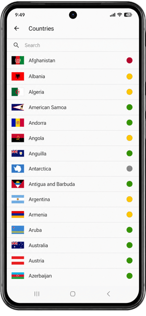 HALO - Android - Countries