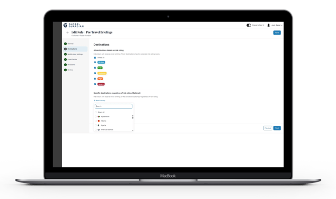 HALO - Platform Notifications - Pre-Travel Briefings - Destinations-1