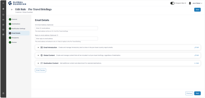 HALO - Platform Notifications - Pre-Travel Briefings - Email Details