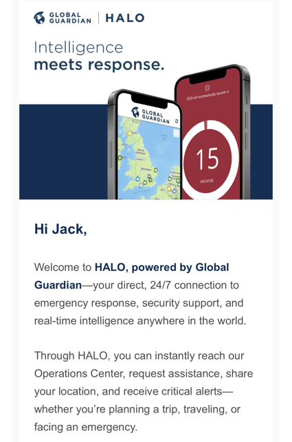 HALO - Welcome Email Mobile