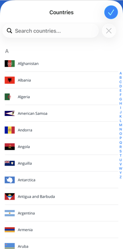HALO - iOS - Countries