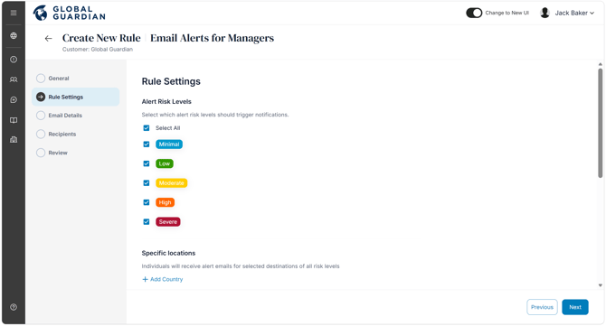 Manager Notifications - Alert Risk Levels