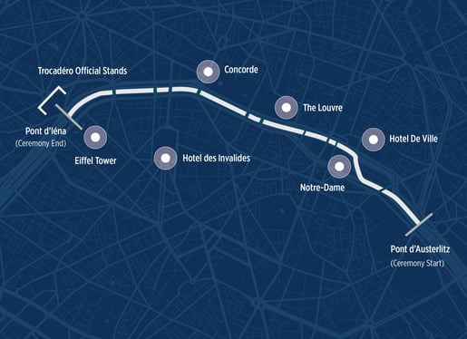 paris olympics 2024 opening ceremony map