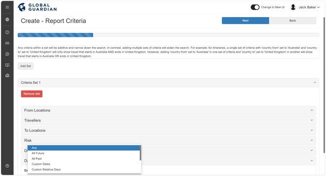 Reports - Create Report - Itineraries - Date Range