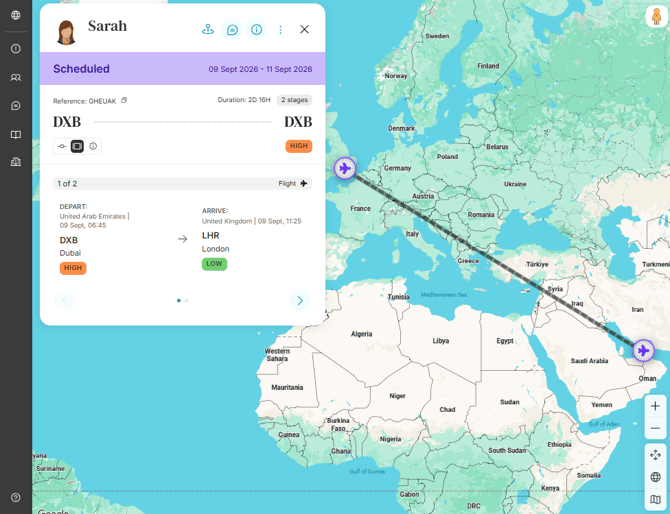 Travel Itineraries_Map View Flight Path
