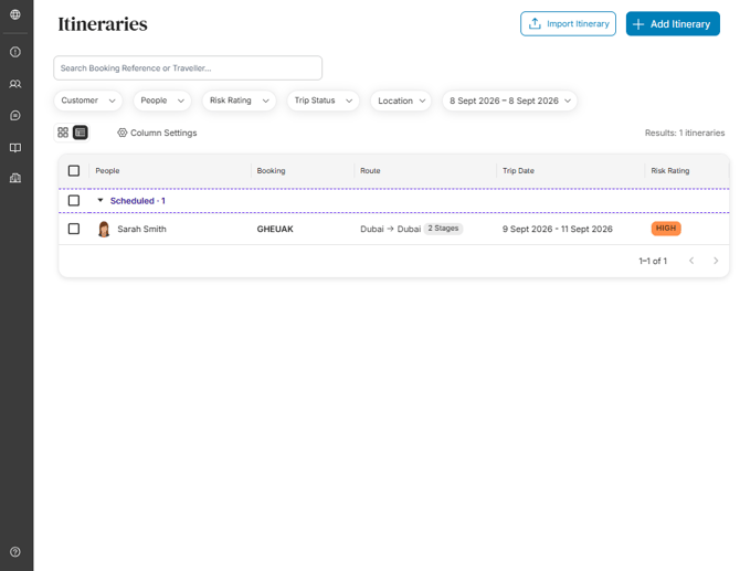 Travel Itineraries_Table View