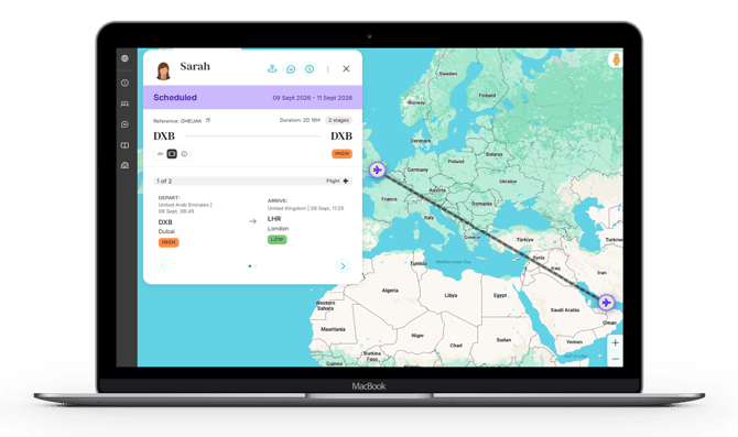 ravel Itineraries_Map View Flight Path 1