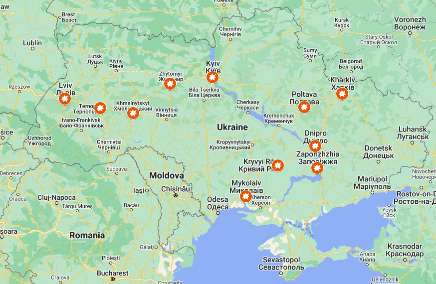ukraine map russia attacks